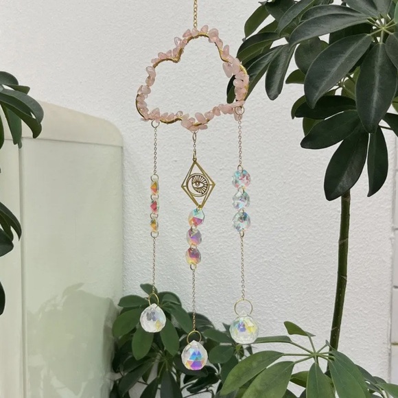 Pink and Gold Cloud Crystal Wall Hanging Suncatcher - Picture 1 of 1